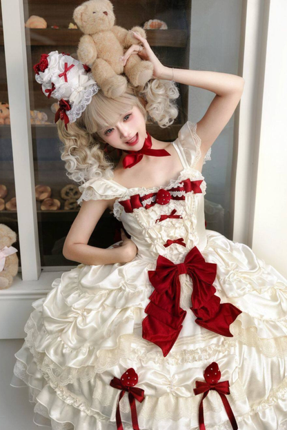 스위트 퓨어 로리타 드레스 + 꼬리 + 리본