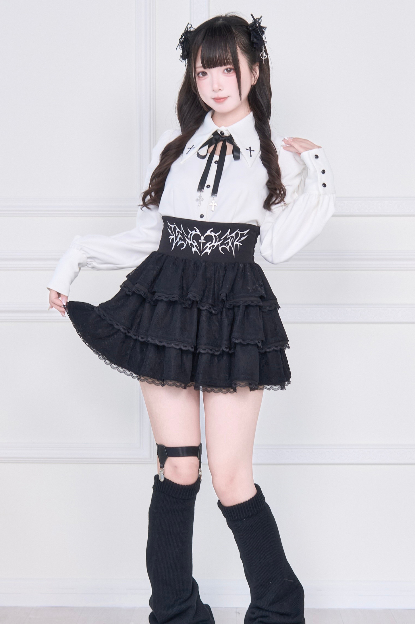 クロス刺繍シャツ+スカート