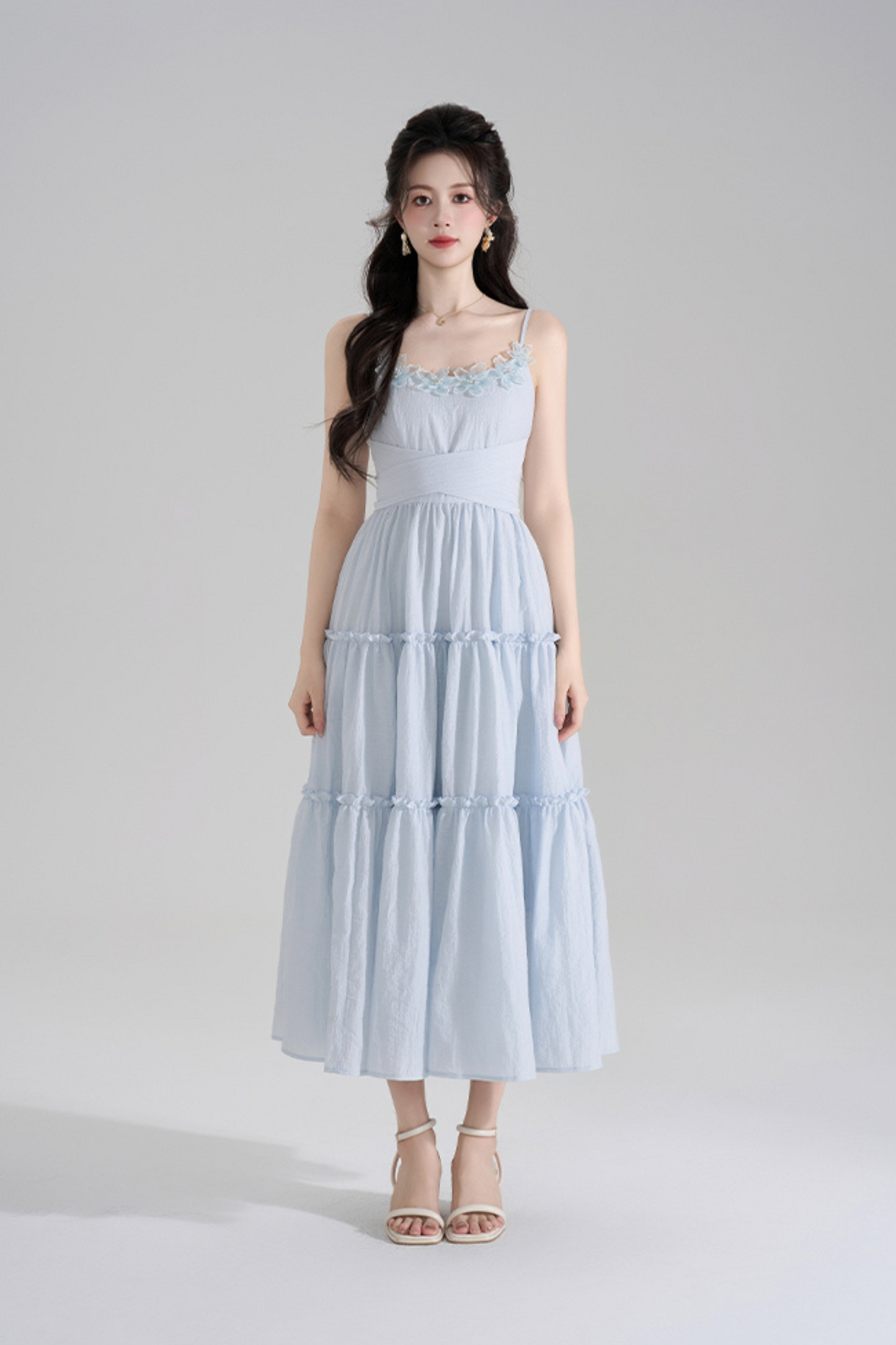 Romantic French Long Dress + Short Cardigan