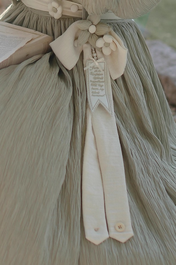 Retro Forest Elegant Dress + Belt + Badge