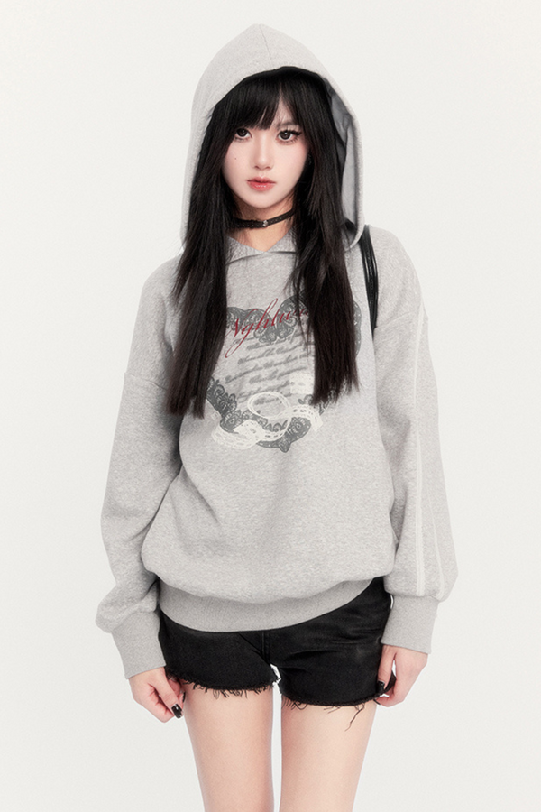 Ribbon American Casual Sport Style Hooded Hoodie