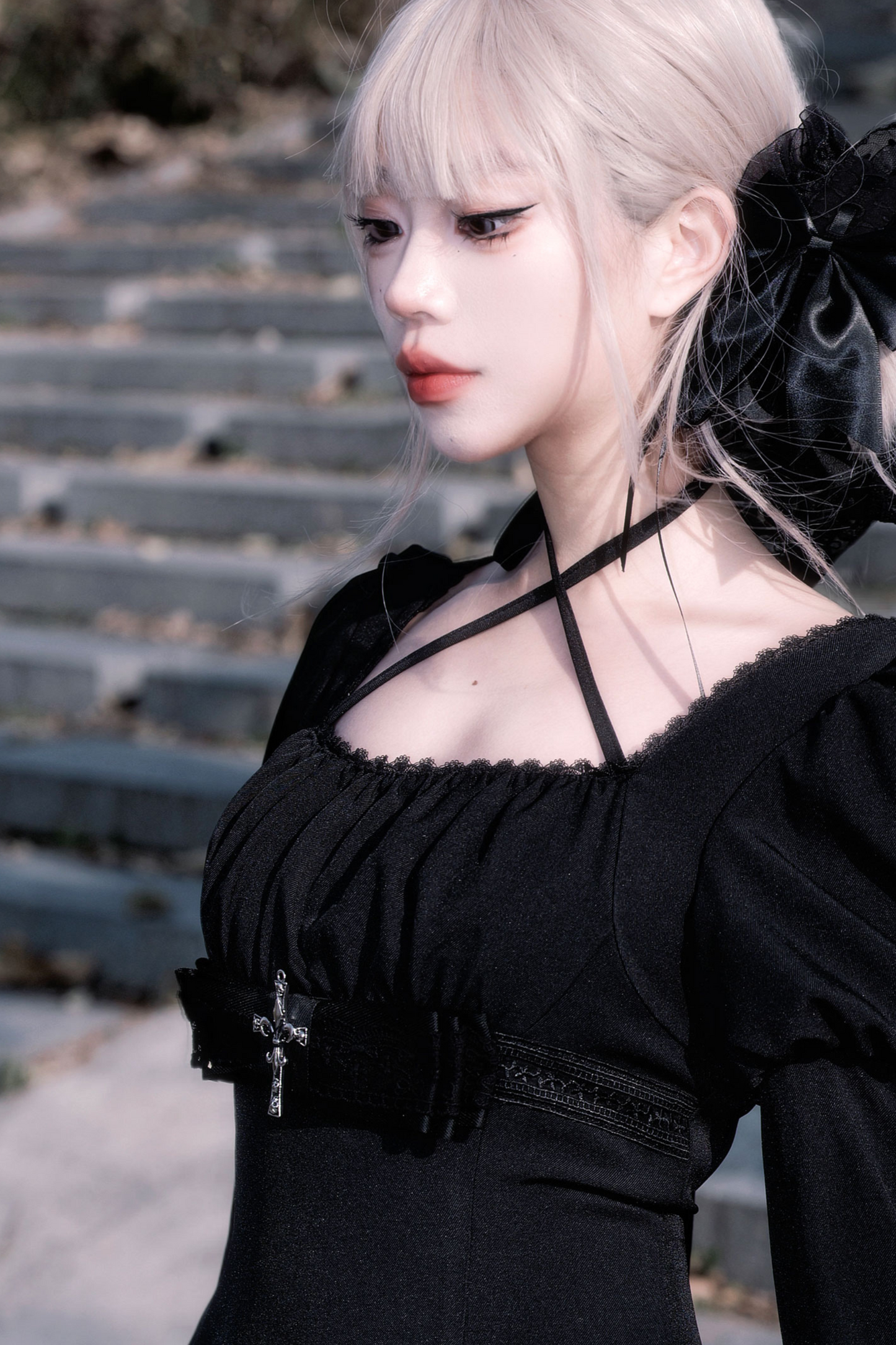 ダークゴシックガールフレアドレス