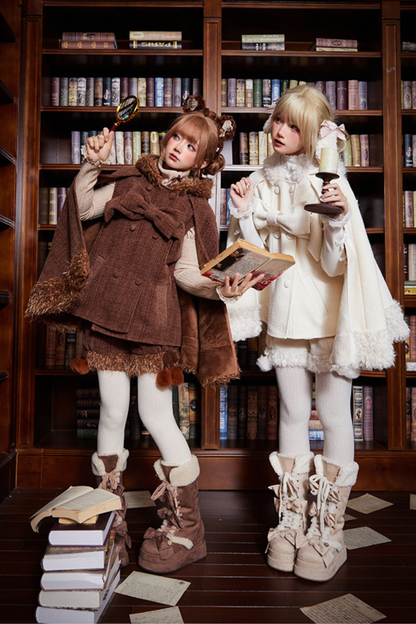 アニマルツイードコート＋ボアショートパンツ