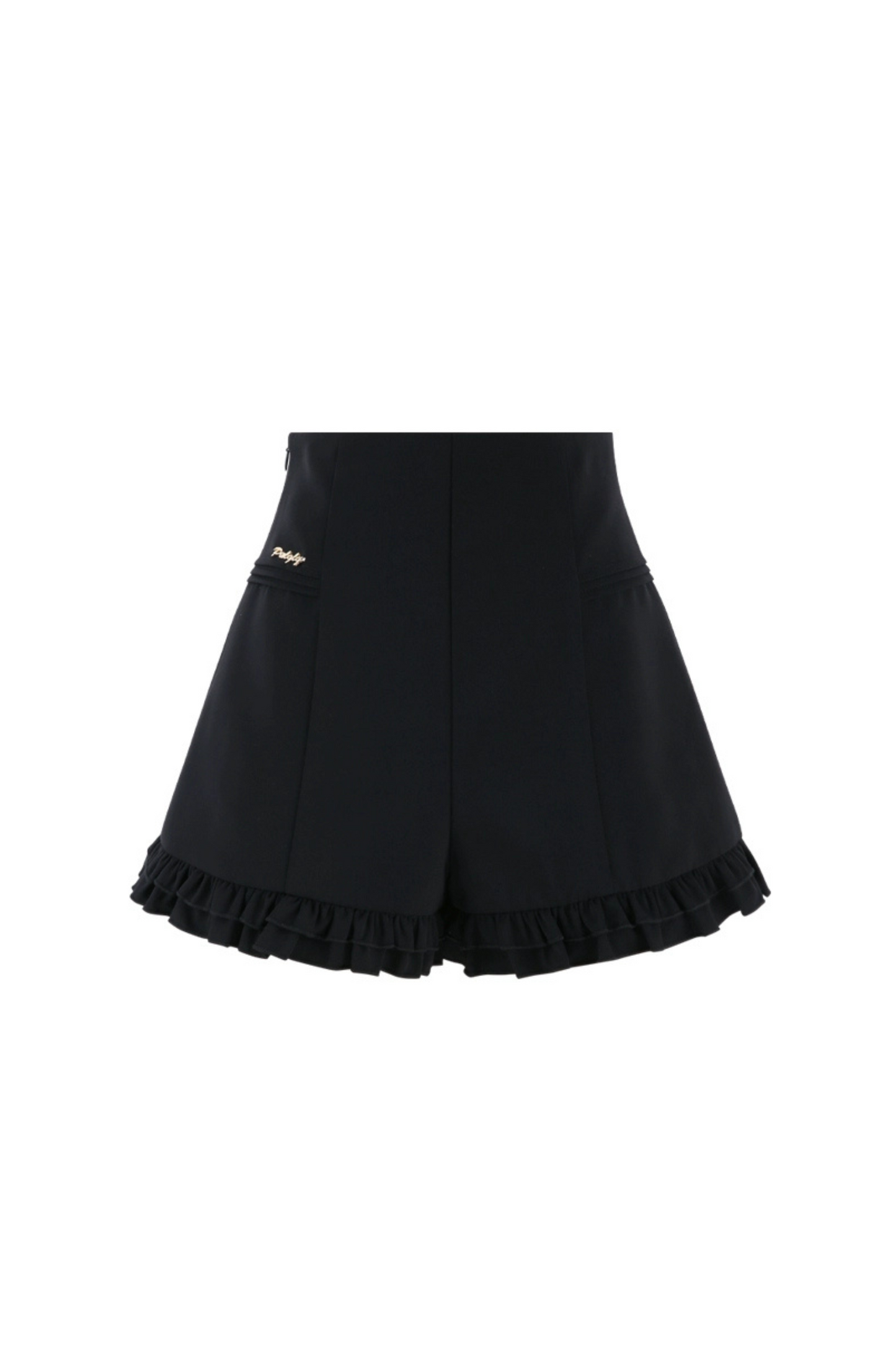 Blusa de encaje con un hombro descubierto francesa + Pantalones cortos con volantes