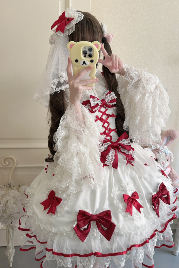 Sweetheart Lolita Dress + Ribbon + Veil