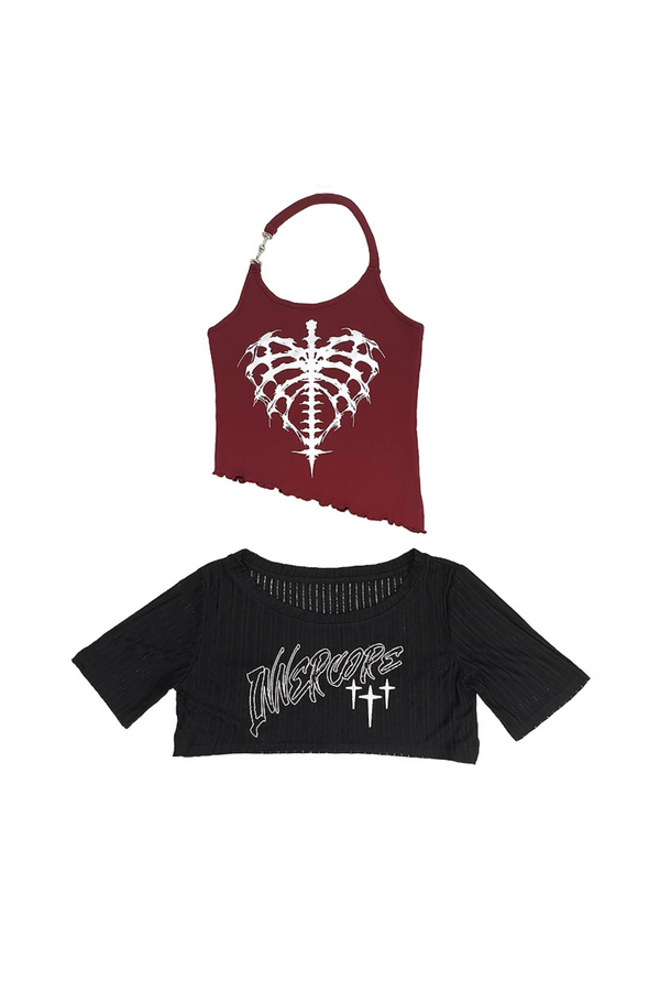 Light Asian Y2K Smock Vest & Skirt