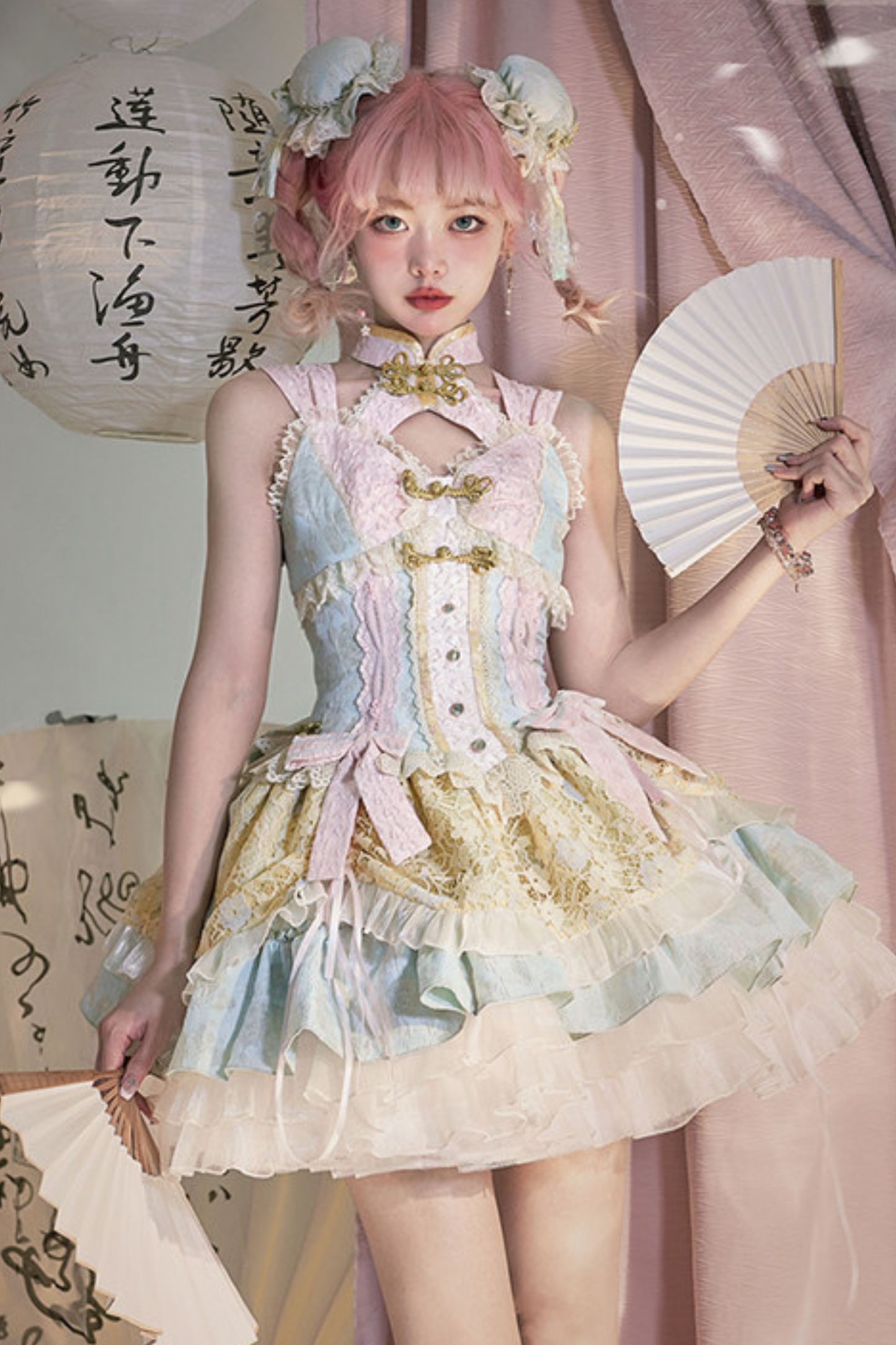 Chinese Sweet Jumper Skirt + Shawl