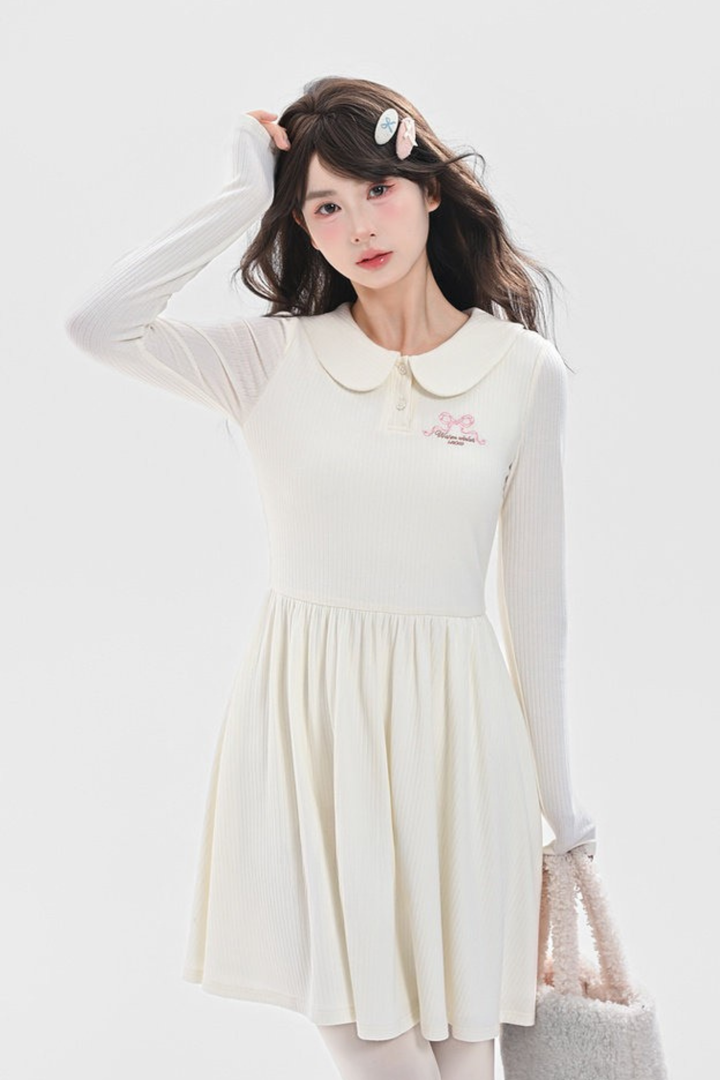 ミルクドールカラーフレンチニットドレス