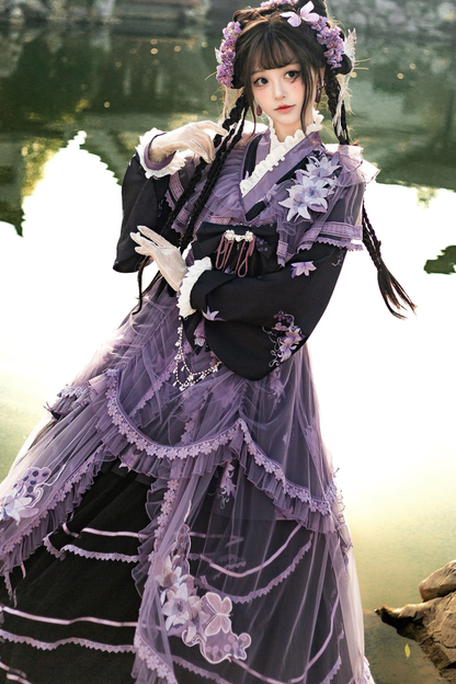 ダークチャイナクロスカラードレス+オーバードレス+スカート