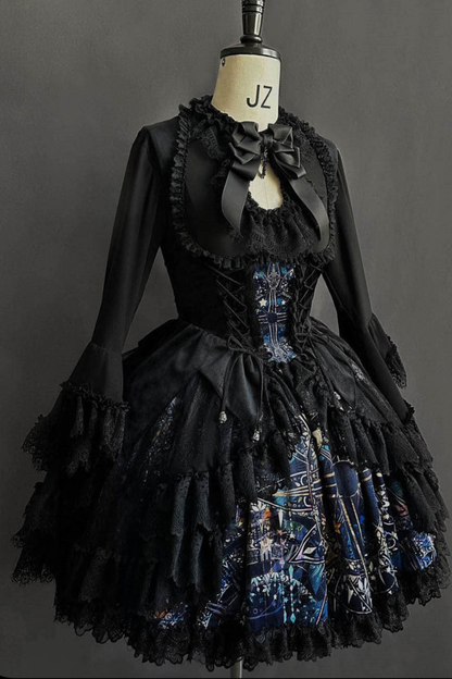 Gothic Lolita Jumper Skirt + Dark Top + Girdle