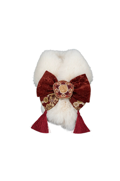 レトロフィッシュテールチャイナドレス+ベスト+ファースカーフ