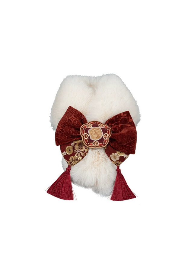 レトロフィッシュテールチャイナドレス+ベスト+ファースカーフ