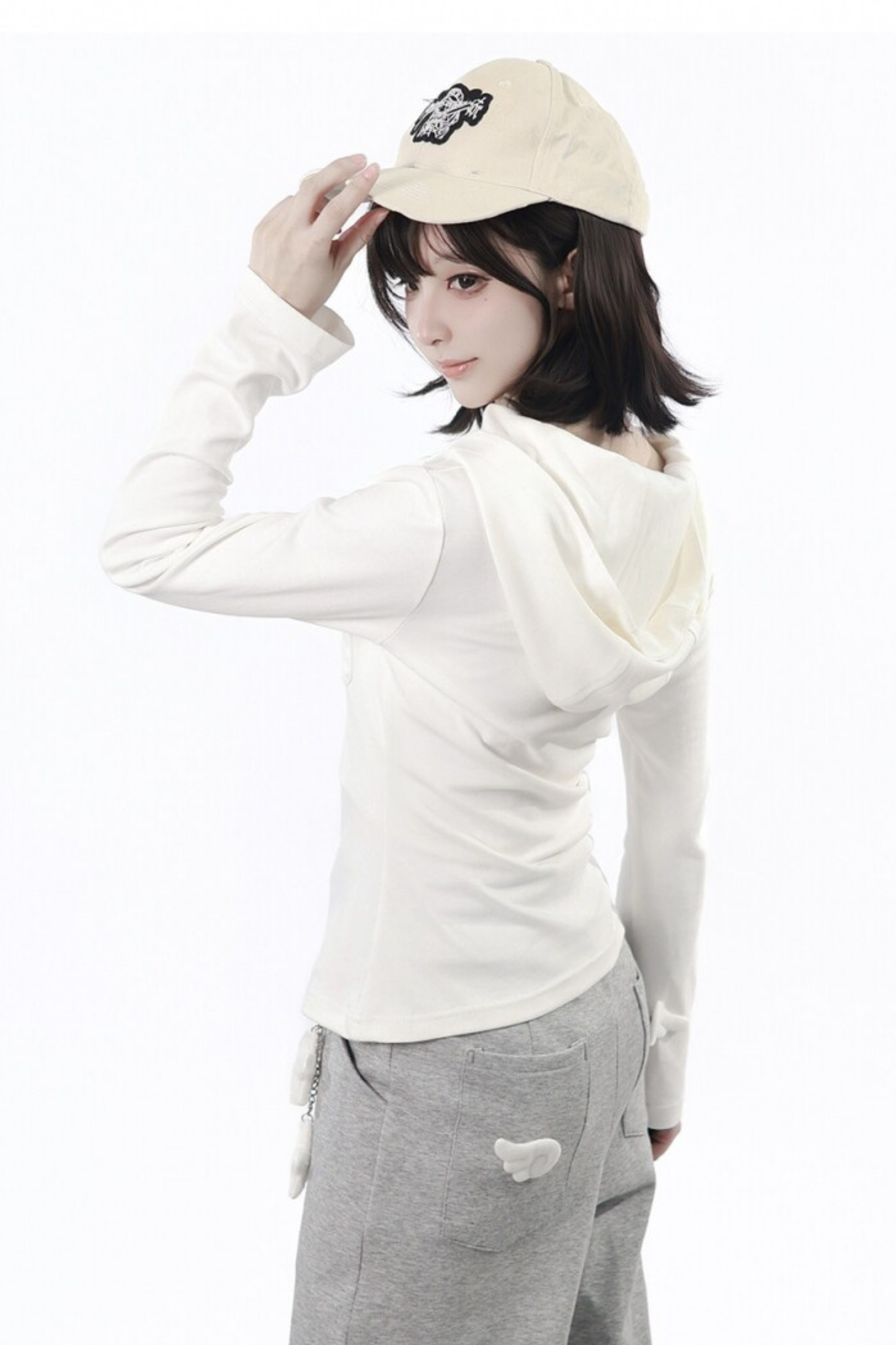 Star Button Hooded Top