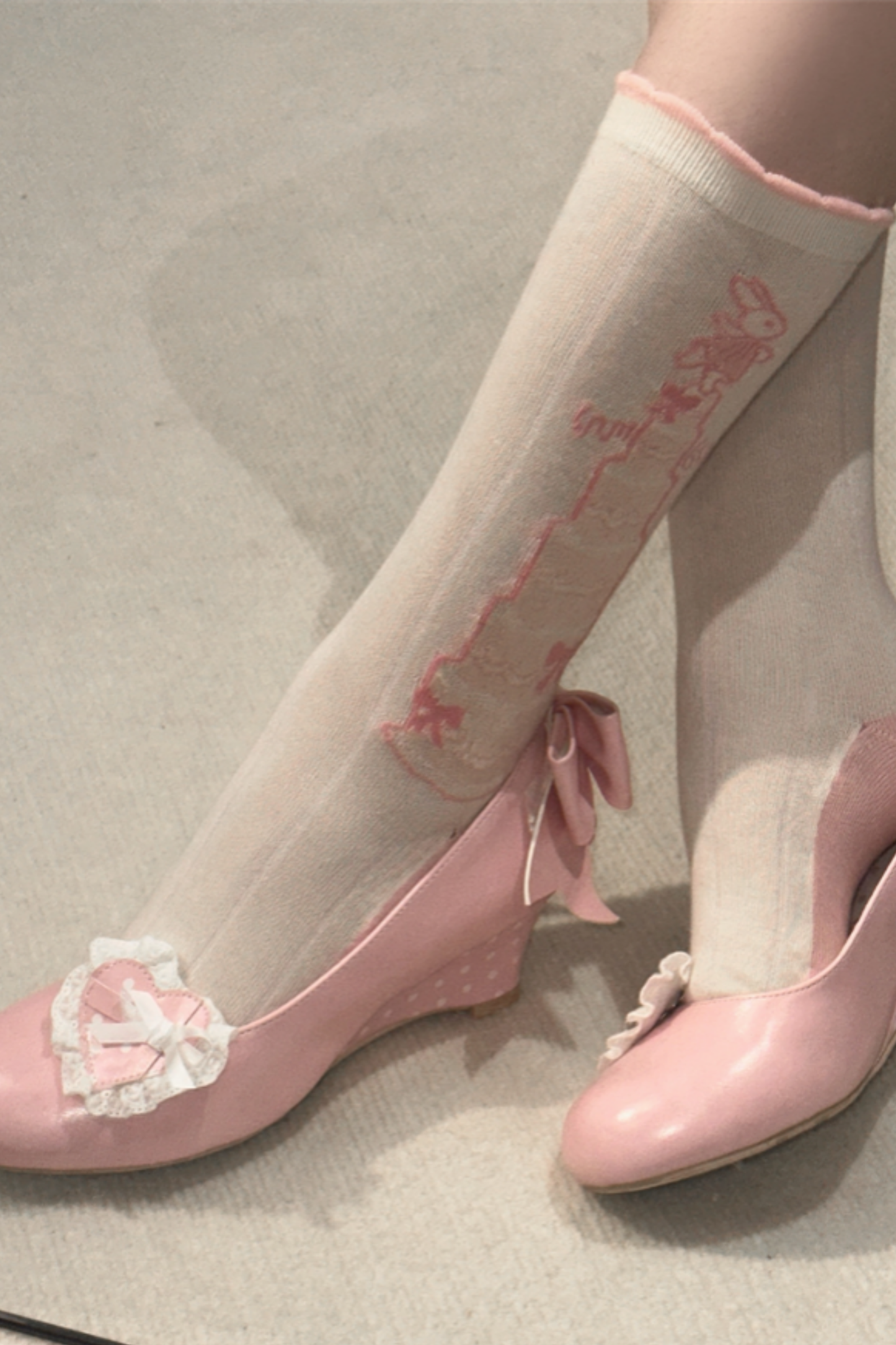 レトロドットハートロリータスイートシューズ