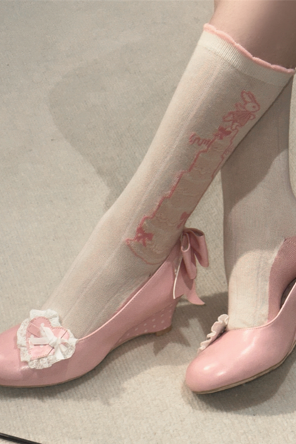 レトロドットハートロリータスイートシューズ