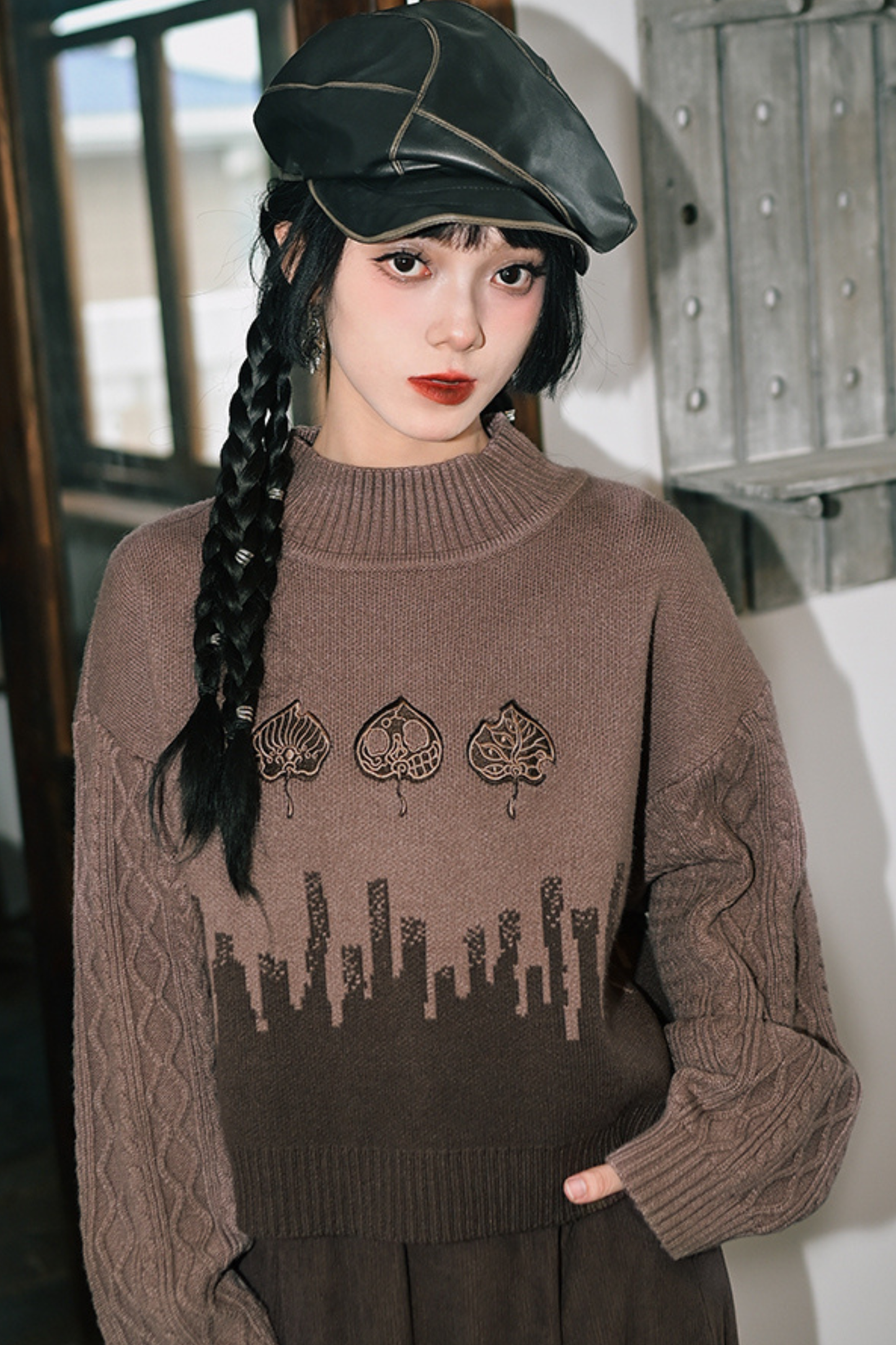 Bicolor Turtleneck Sweater