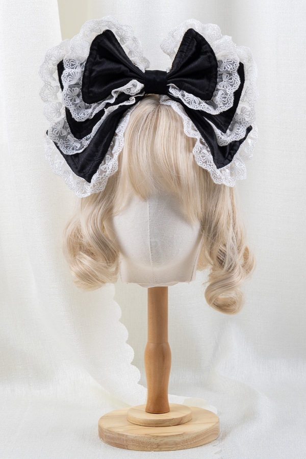 エレガントロリータボンネット+ヘアバンド+リボンクリップ+ハットクリップ+スリーブ