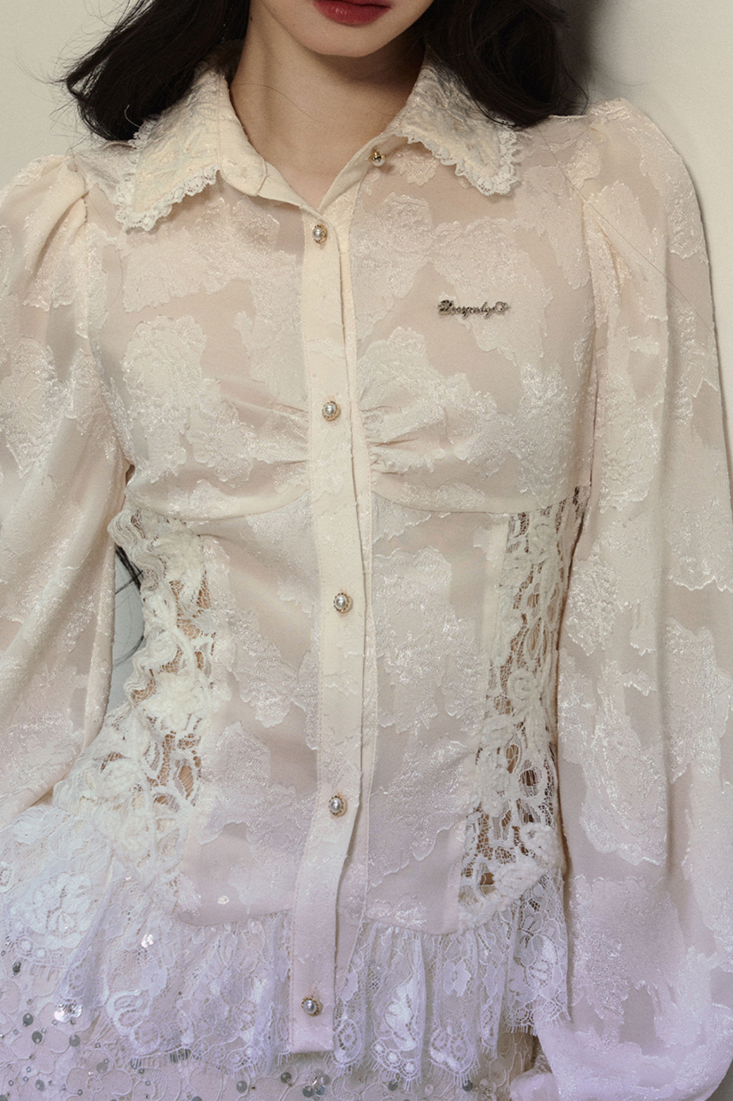 Flower Haratake French Lace Shirt