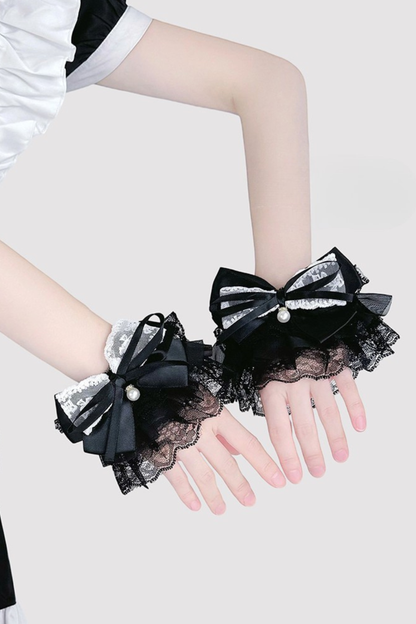 Lace Pearl Ribbon Lolita Sleeve