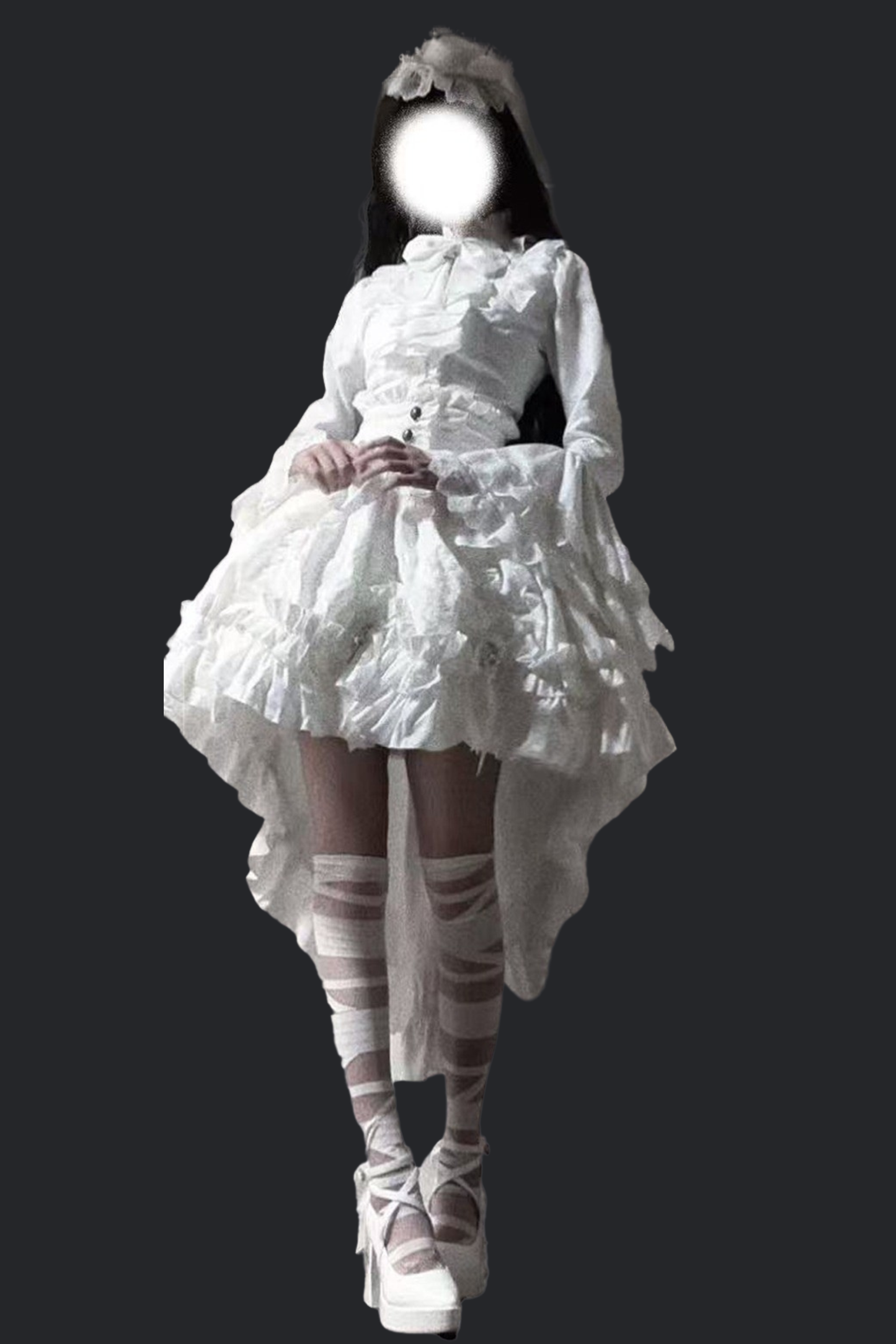 【12月6日予約締切】クロスノクターンゴシックダーク・ストライプレイヤードトップ＋クロスローズ・ストライププルアップスカート