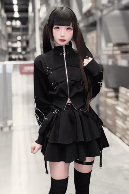 고딕 프린트 재킷 + 스커트