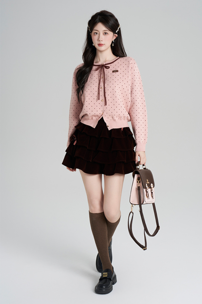 ドットフレンチニットカーディガン