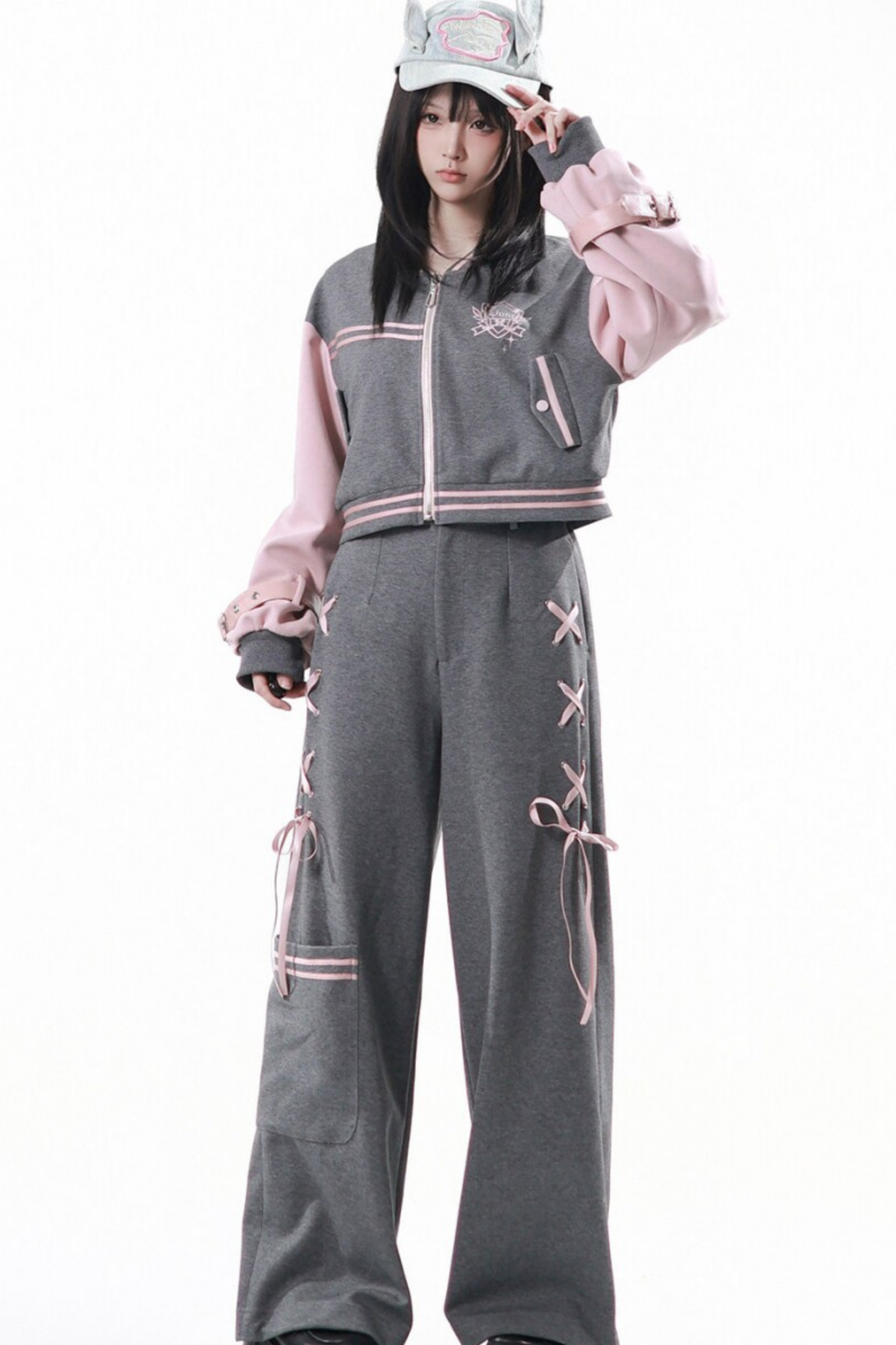 세일러 칼라 재킷 + 플리츠 스커트 + 롱 팬츠