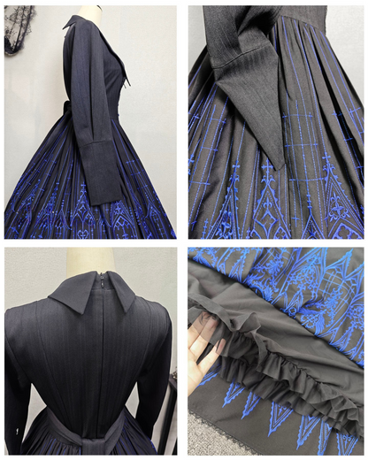 【12月27日予約締切】チャーチエンブロイダリーエレガントポインテッドカラーゴシックドレス