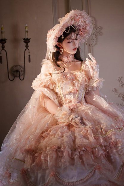 スイートフラワーゴージャスティーパーティーミディアムロリータドレス