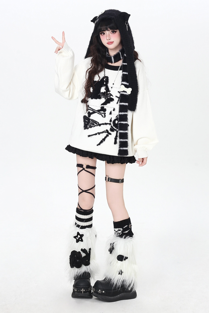 Cat Guy Cotton Loose Knit + Scarf