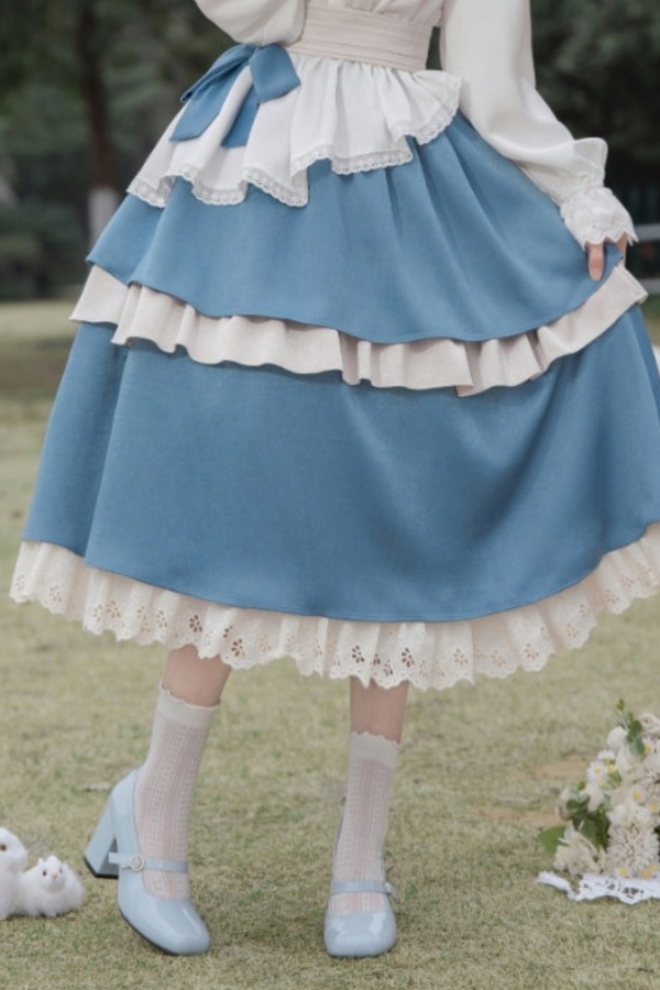 Retro Elegant Shirt + Half Skirt