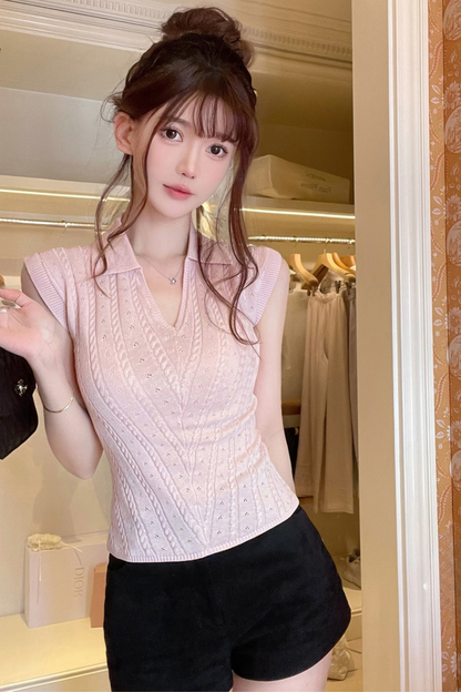 Polo Neck Sleeveless Top