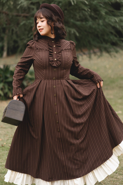 Forest Stripe Retro Lolita Dress