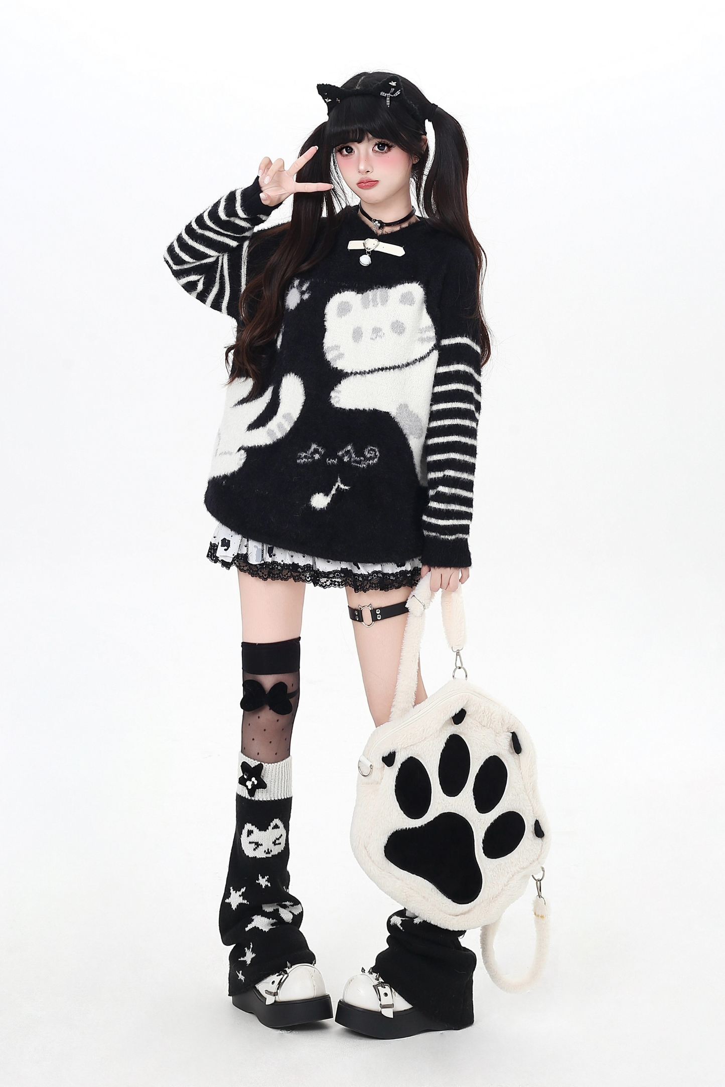 Striped Cat Loose Tops