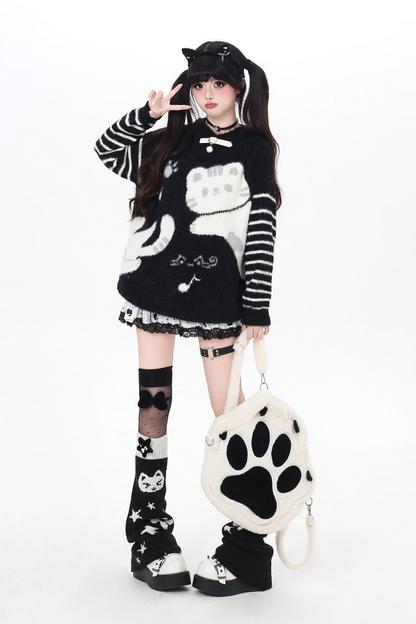 Striped Cat Loose Tops