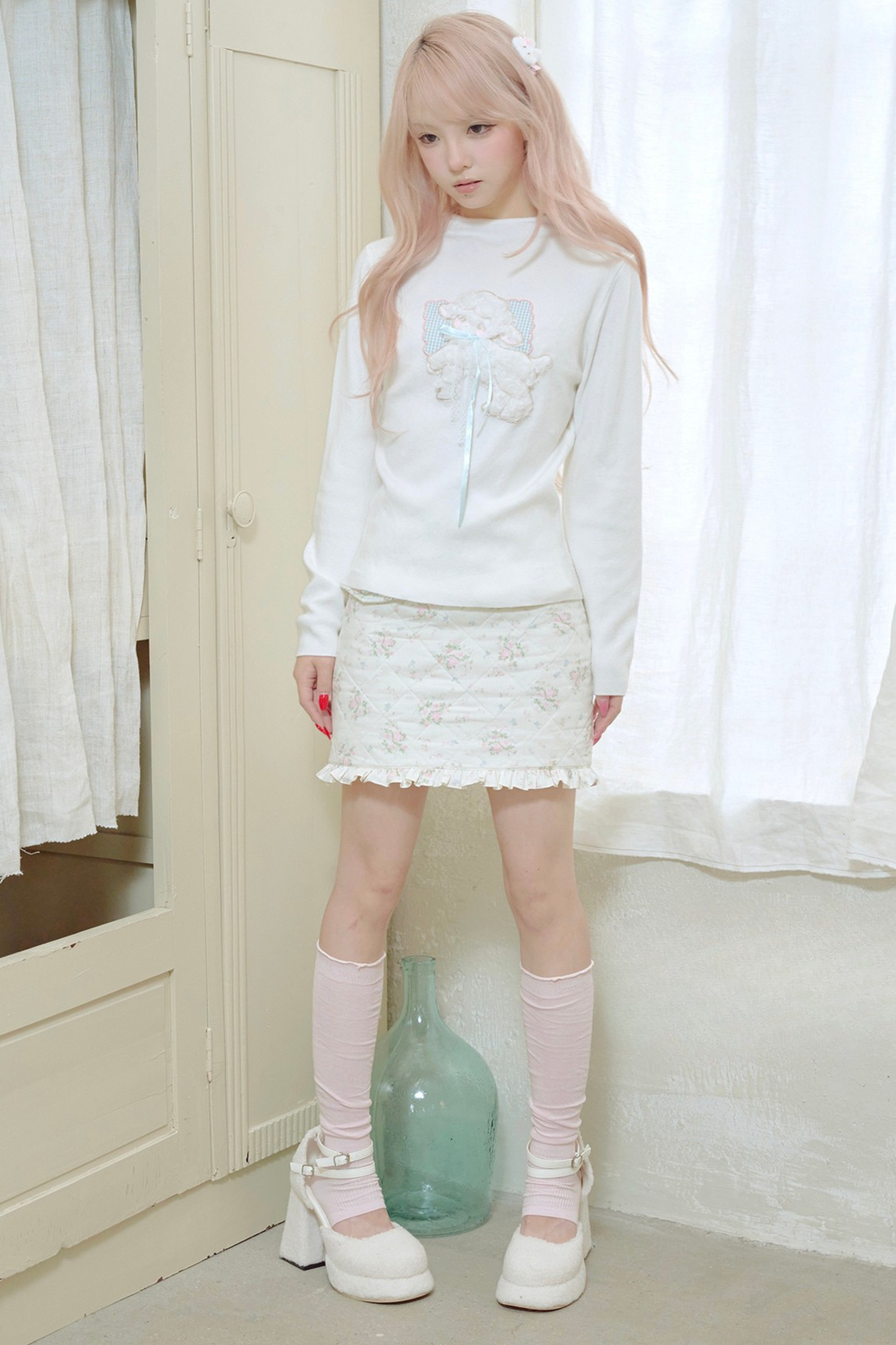 Sweet Lamb Ribbon Tight Top