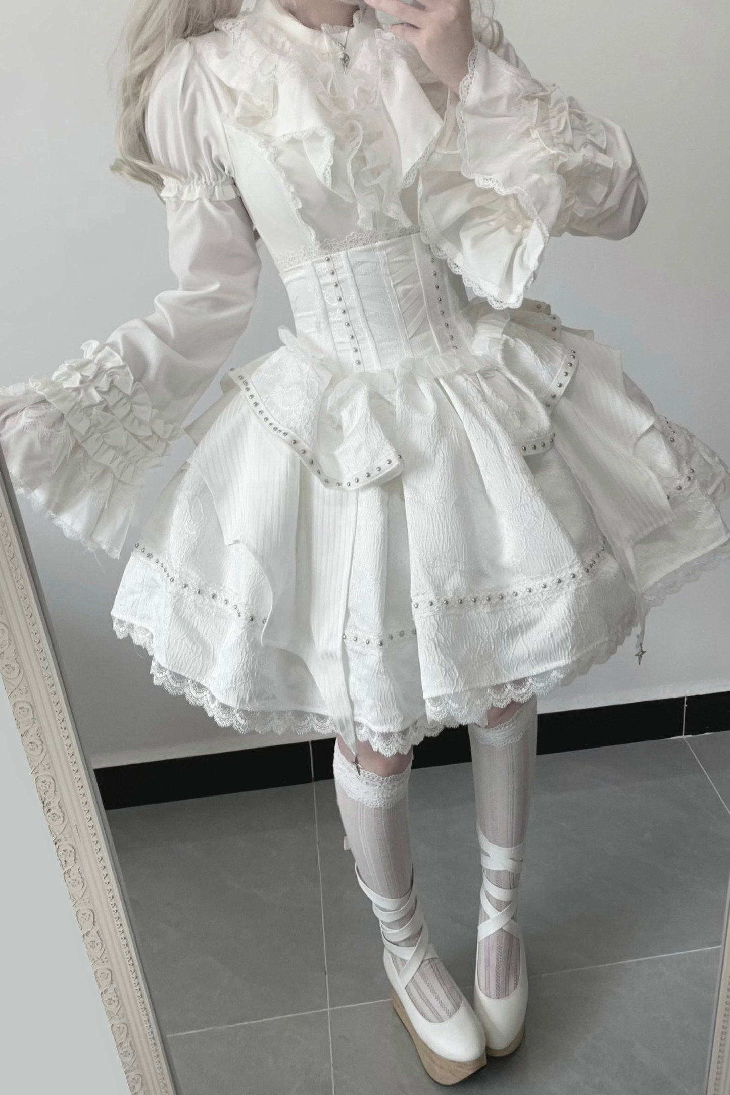 フリルゴシックロリータブラウス+フラワーカラー