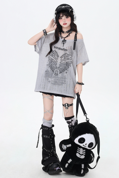 Skull Heart Strapless Top