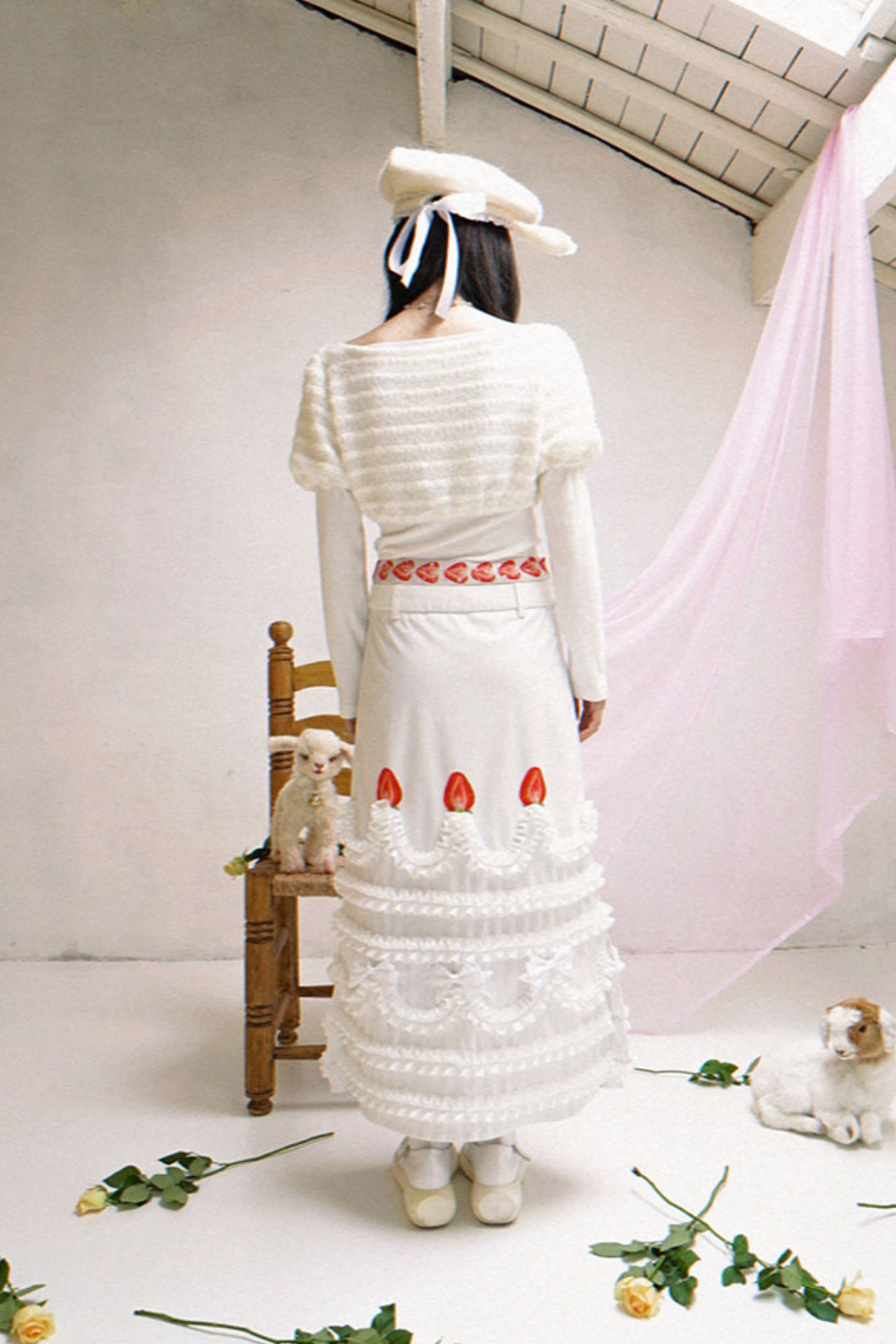 ストロベリーケーキプリントスカート