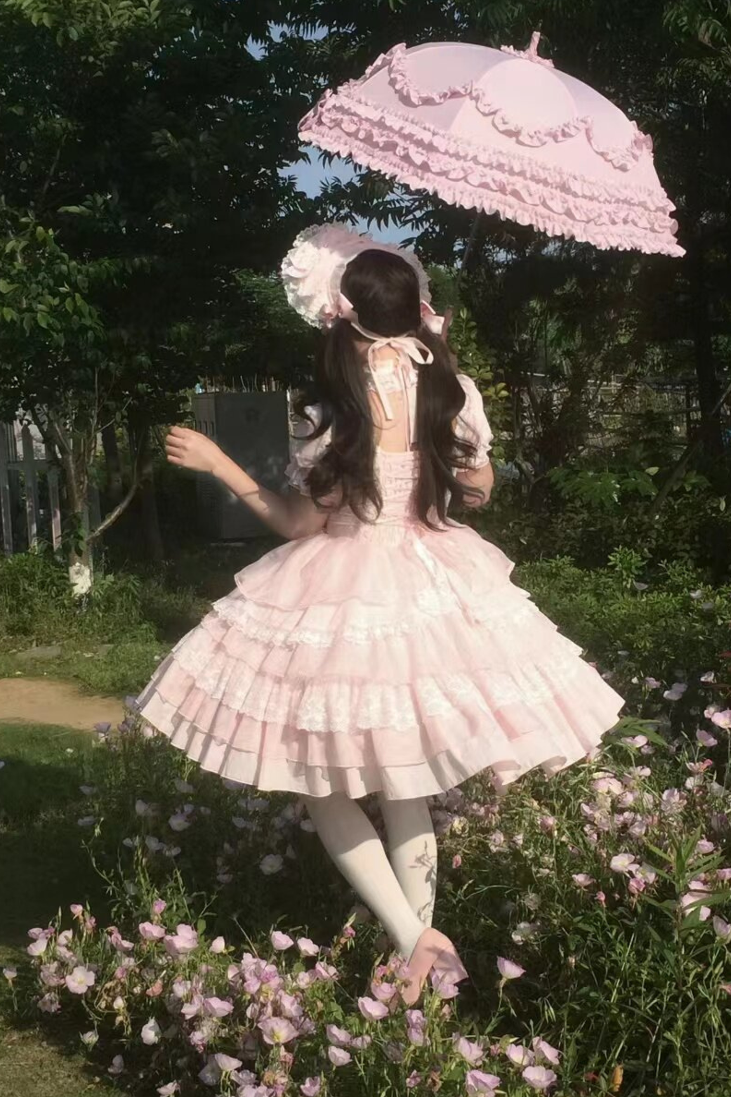 スウィートハートフリルリボンロリータドレス+BNT+ネックレス+姫袖