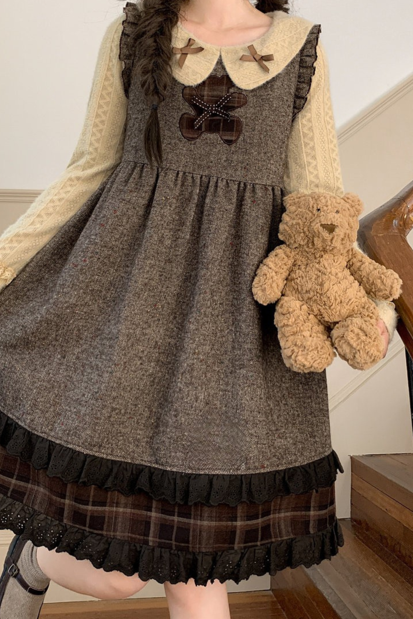 レトロチェックドレス+レトロドールトップス