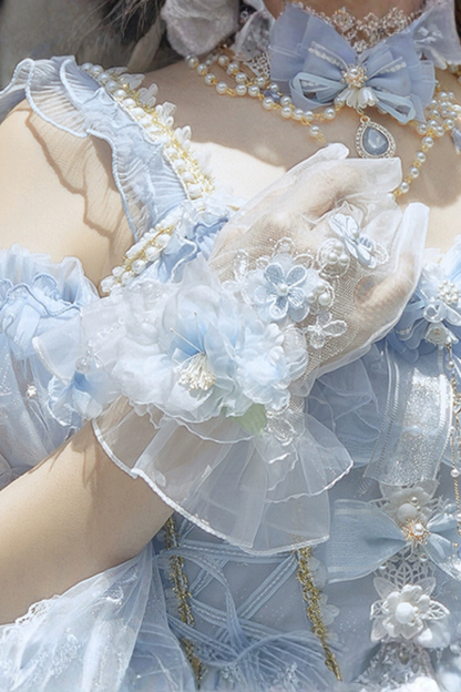 アイスブループリンセスロリータハット+ネックレス+グローブ+セプター