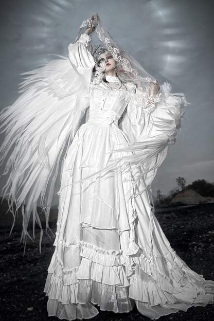 Off-the-shoulder shirt + oversized skirt