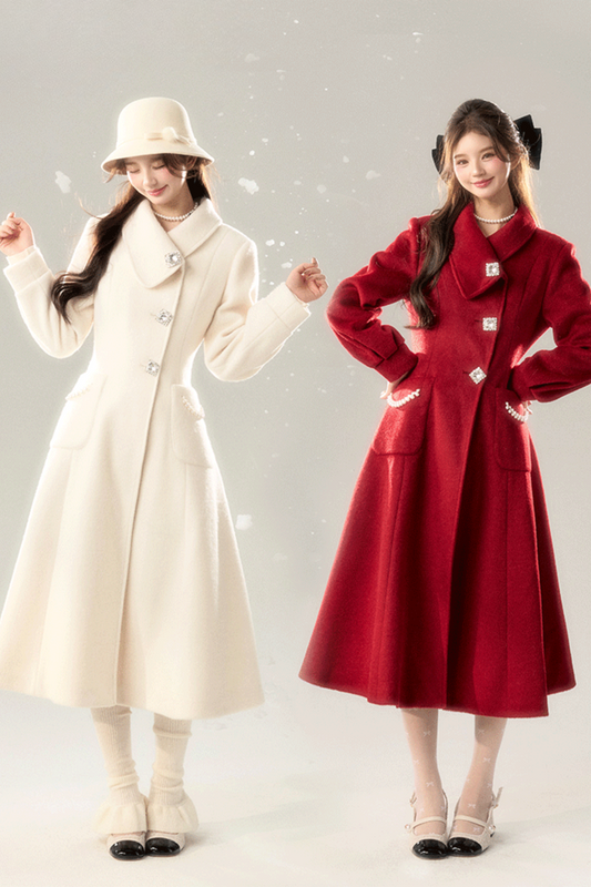 Retro Girl Flared Wool Coat