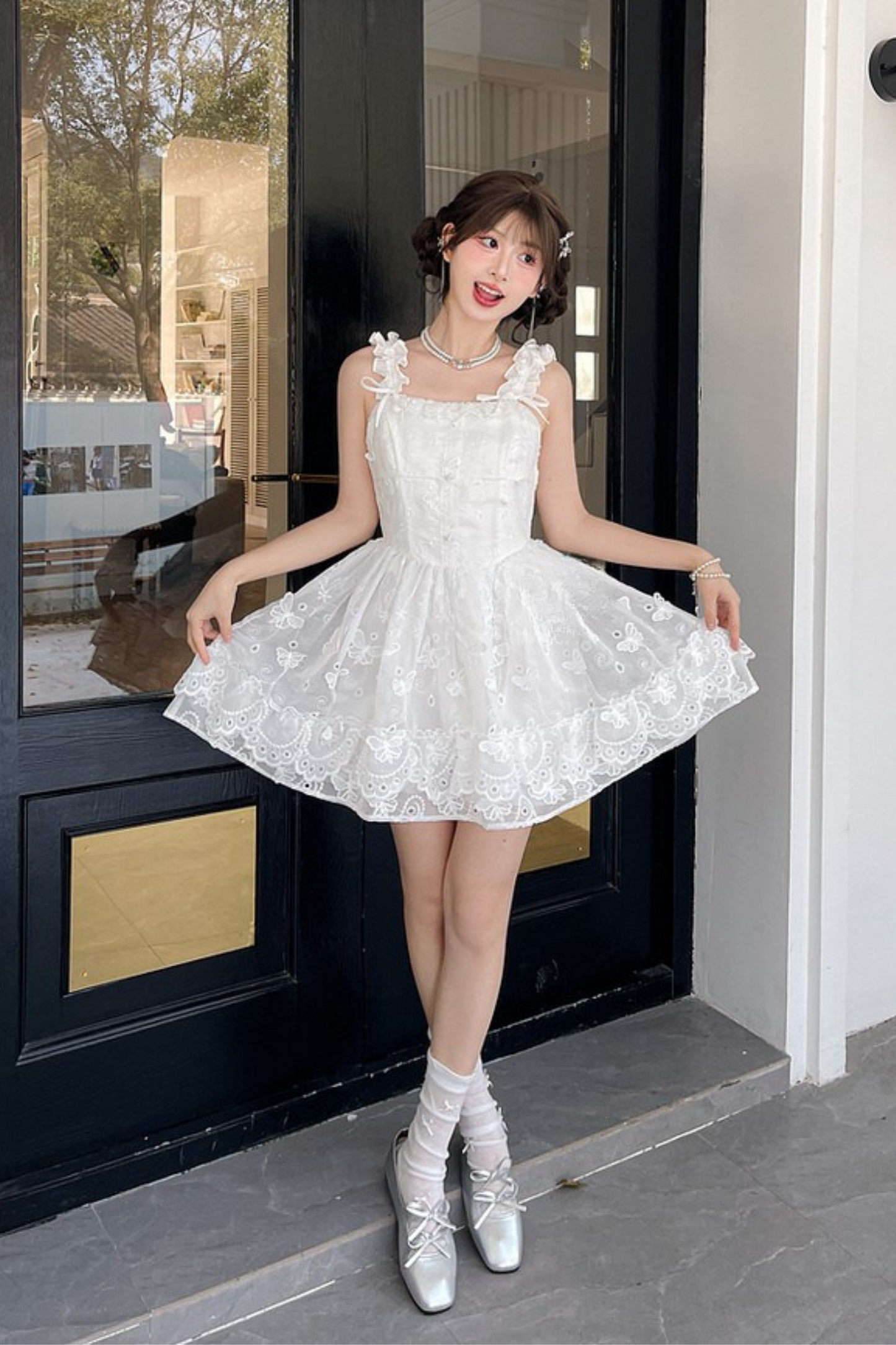 Sweet Style Pure White Girl Puffy Dress