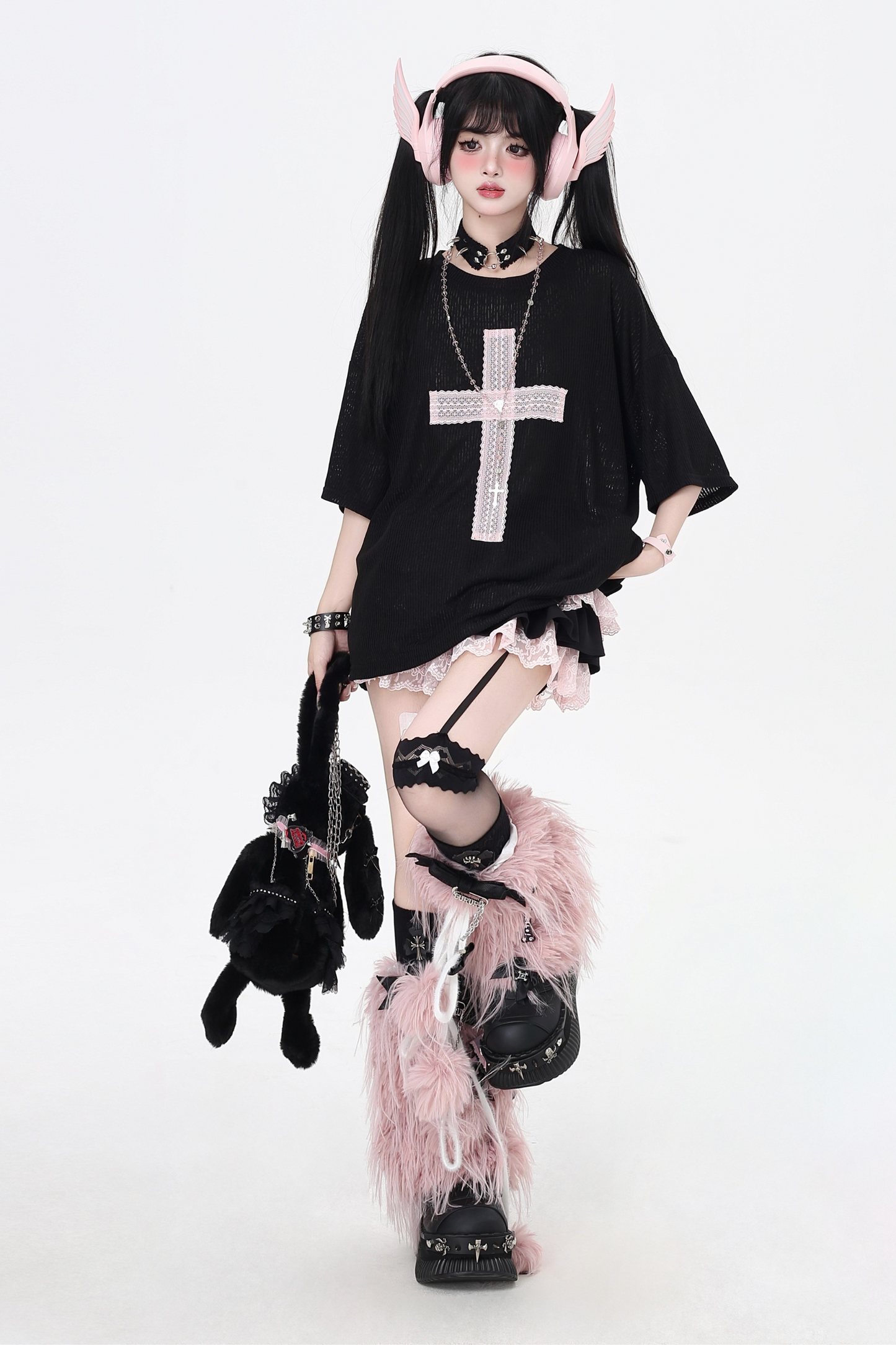 サブカルチャークロスパッチルーズトップス