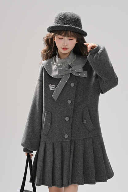 カレッジプリーツヘムルーズコート