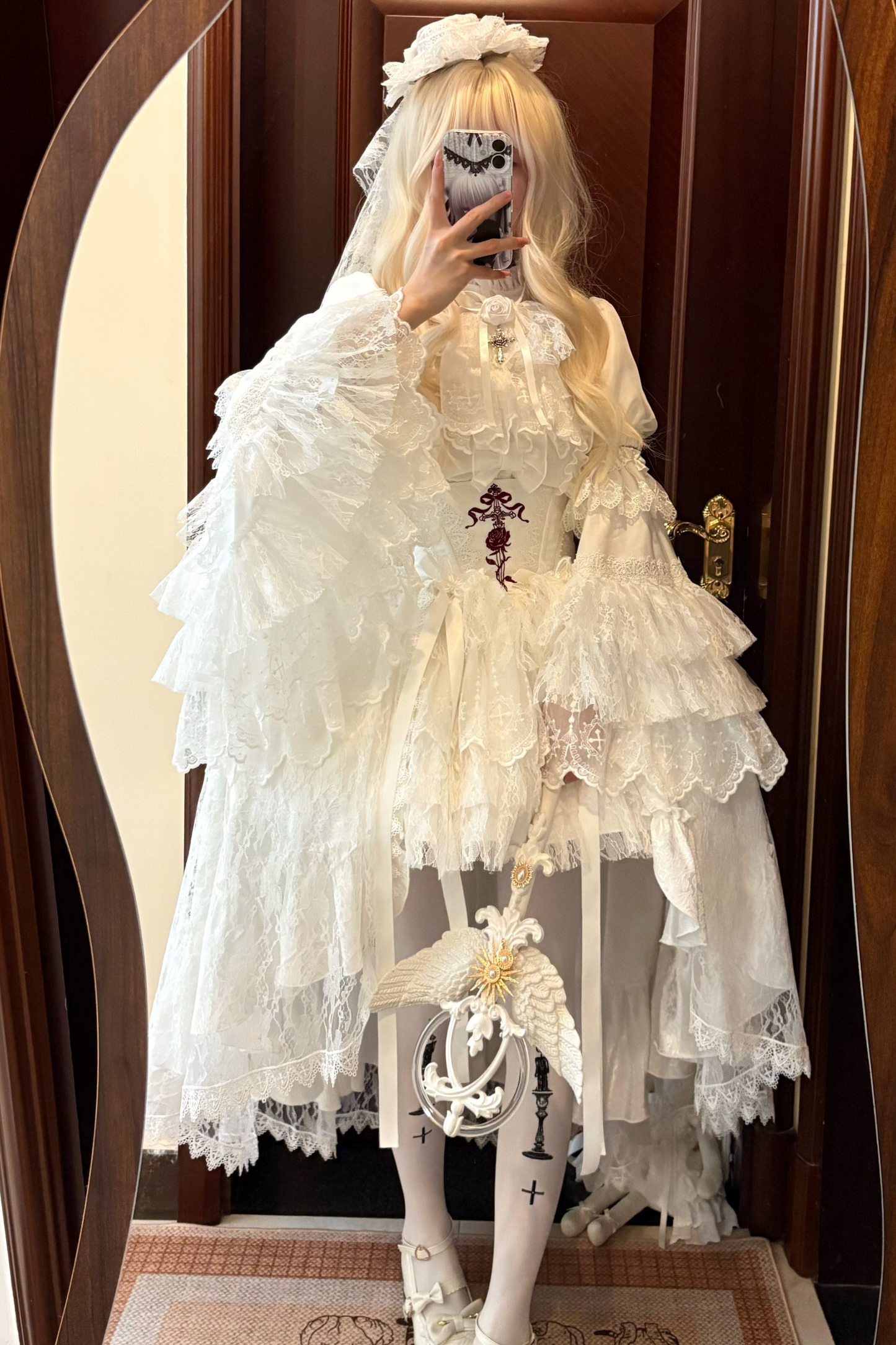 【Vorbestellung bis 18. März】 Dark Kawaii Gothic Lolita Rock + Shirt + Haarband + Hut + Ärmel