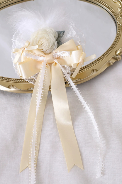 Milk Yellow Silk Satin Ballet Lolita Hair Accessories