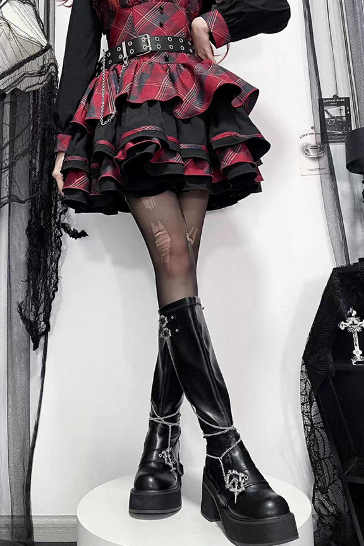 ナイトローズY2Kサブカルクロスブーツ